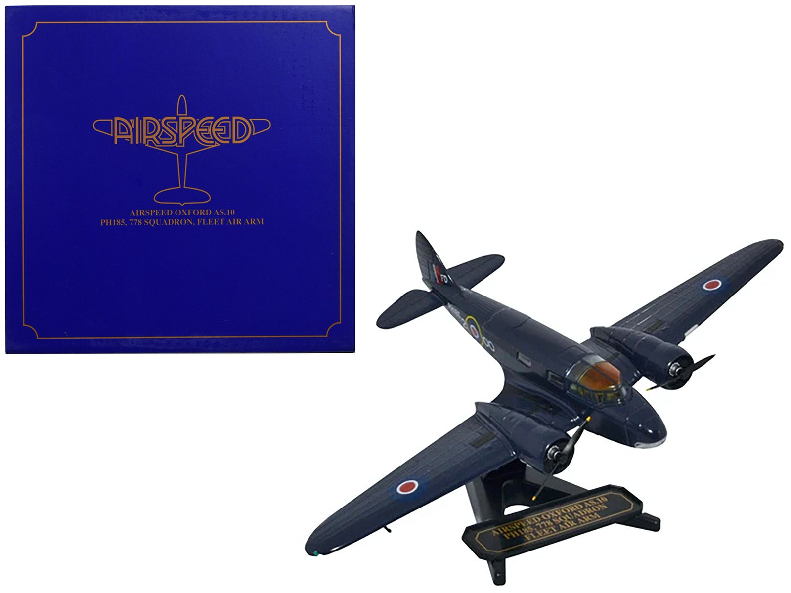 Airspeed AS.10 Oxford Aircraft "PH185 778 Squadron Fleet Air Arm" Royal Air Force "Oxford Aviation" Series 1/72 Diecast Model Airplane by Oxford Diecast free shipping USA - Rapid Vehicles