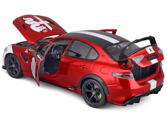 Alfa Romeo Giulia GTAm 99 Red Metallic with Black Top and White Graphics 1/18 Diecast Model Car by Bburago - Rapid Vehicles