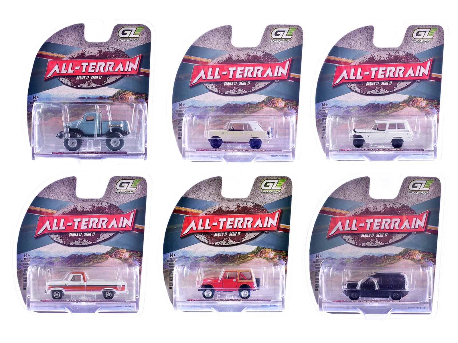 "All Terrain" Series 17 Set of 6 pieces 1/64 Diecast Model Cars by Greenlight free shipping USA - Rapid Vehicles