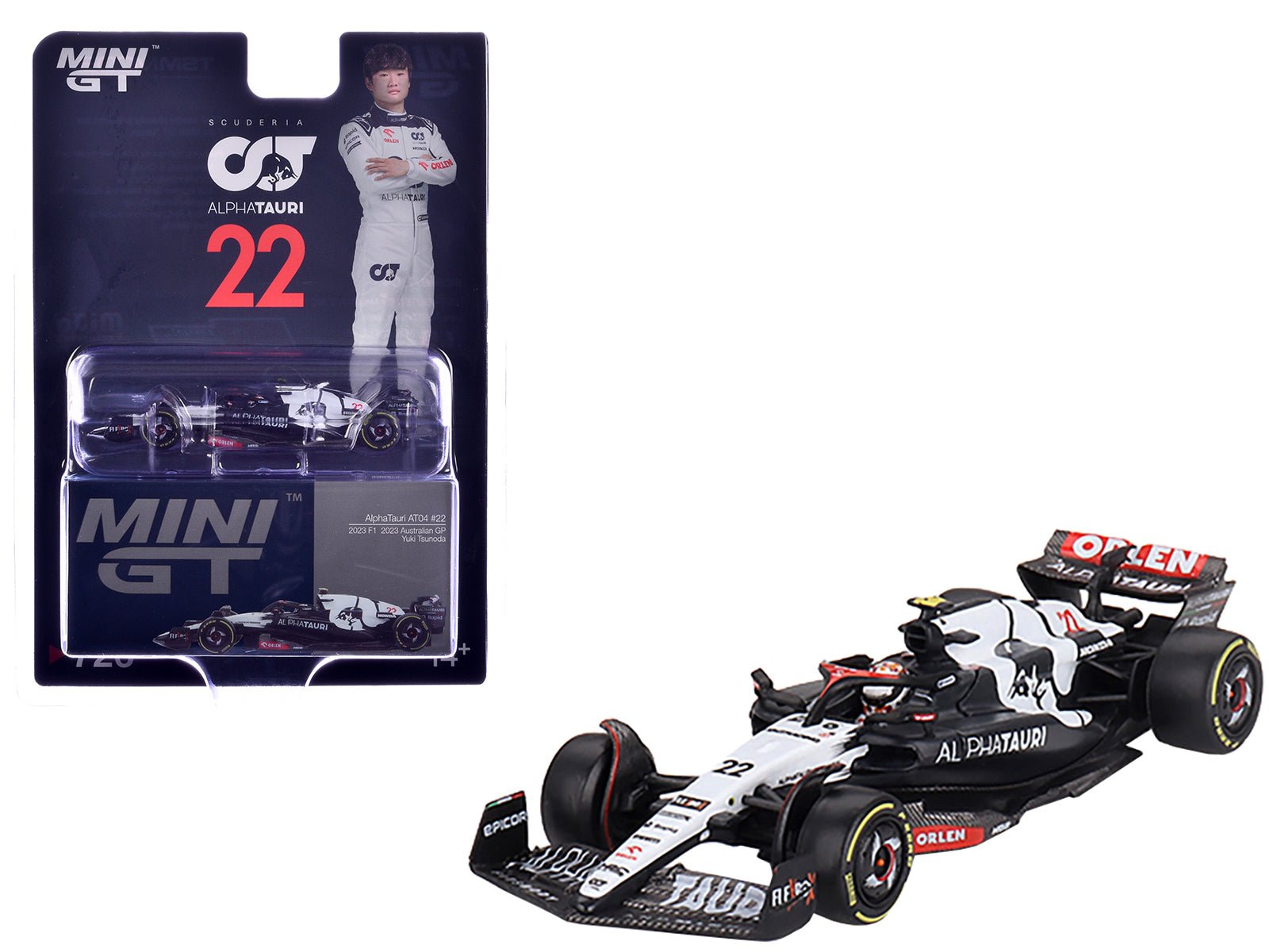 AlphaTauri AT04 22 Yuki Tsunoda Formula One F1 "Australian GP" (2023) Limited Edition 1/64 Diecast Model Car by Mini GT free shipping USA - Rapid Vehicles