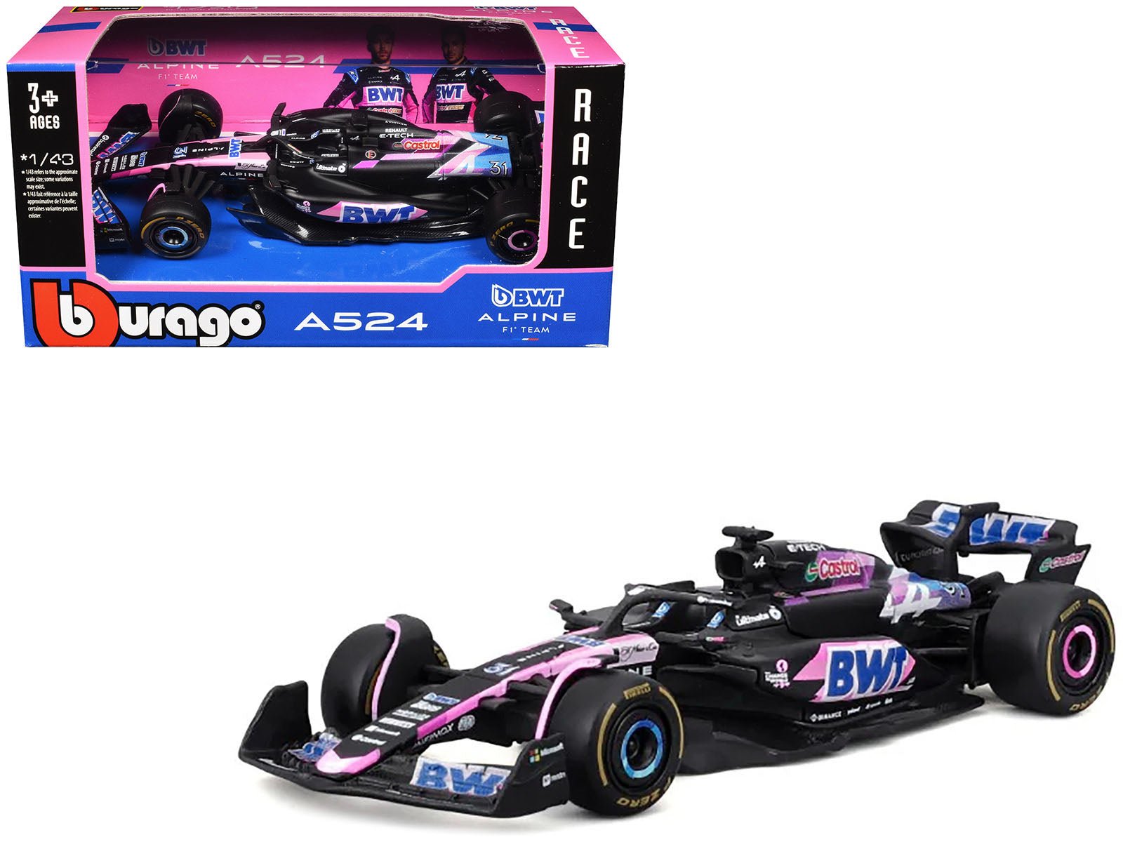 Alpine A524 31 Esteban Ocon "BWT" "Formula One F1 World Championship" (2024) "Race" Series 1/43 Diecast Model Car by Bburago free shipping USA - Rapid Vehicles