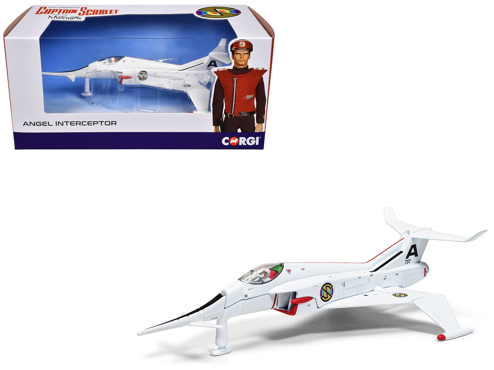 Angel Interceptor Aircraft "World Army Air Force" White "Captain Scarlet and the Mysterons" (1967 - 1968) TV Series Diecast Model by Corgi free shipping USA - Rapid Vehicles