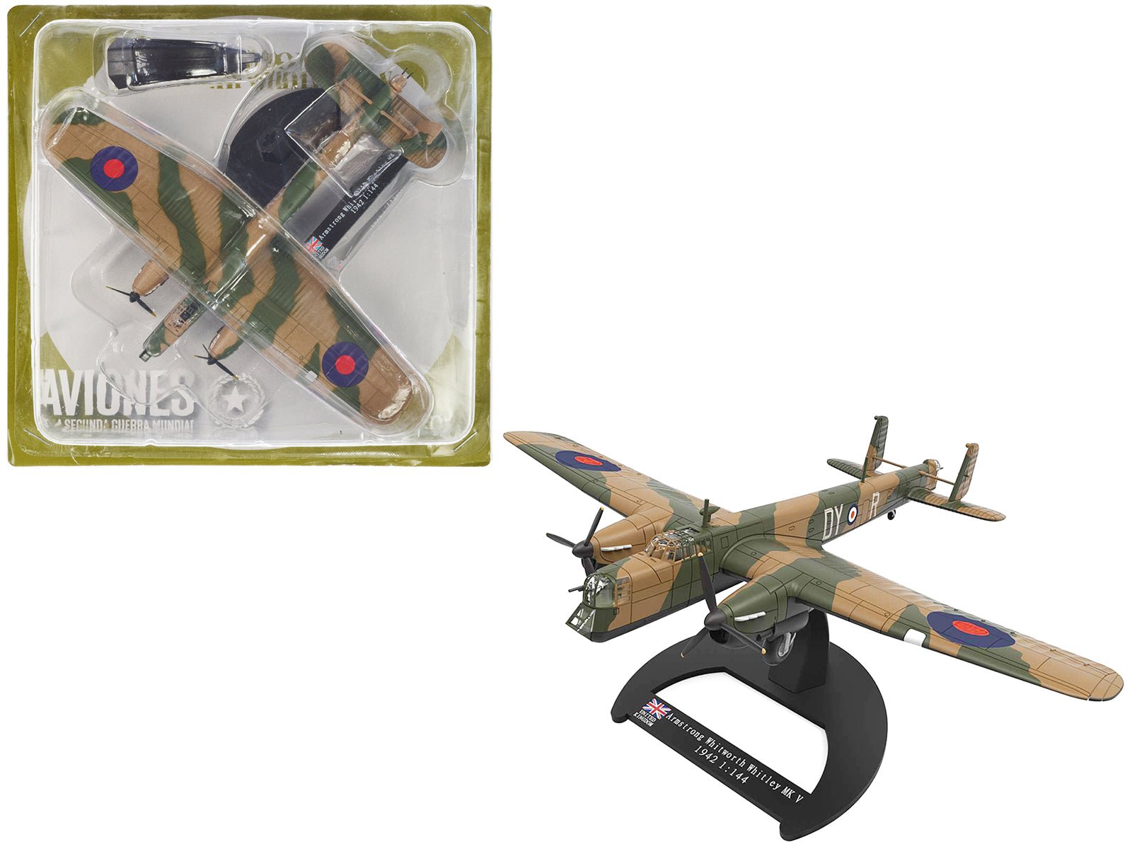 Armstrong Whitworth Whitley Mk.V Bomber Aircraft "No. 102 Squadron RAF Driffield" Royal Air Force (1940) "Planes of World War II" Series 1/144 Diecast Model Airplane by Luppa free shipping USA - Rapid Vehicles