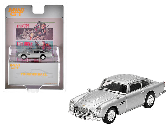 Aston Martin DB5 RHD (Right Hand Drive) Birch Silver Metallic 007 James Bond "Thunderball" (1965) Movie Limited Edition 1/64 Diecast Model Car by Mini GT free shipping USA - Rapid Vehicles