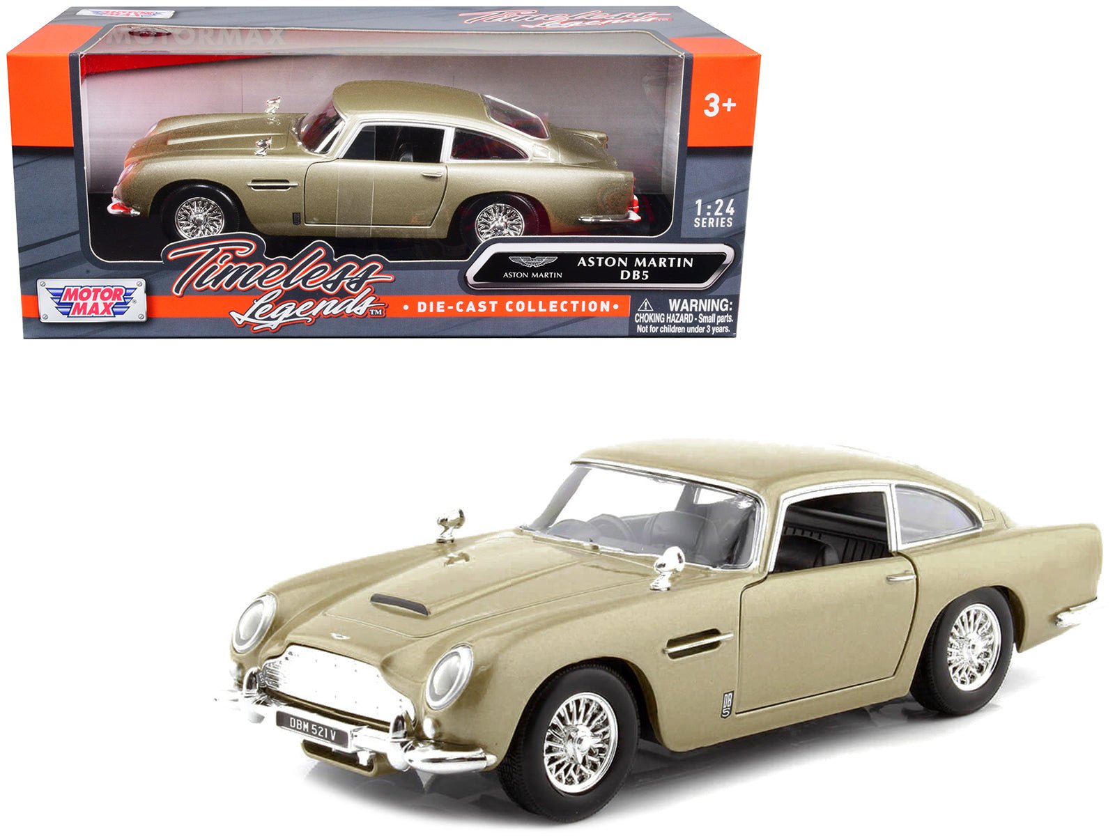 Aston Martin DB5 RHD (Right Hand Drive) Gold Metallic "Timeless Legends" Series 1/24 Diecast Model Car by Motormax free shipping USA - Rapid Vehicles