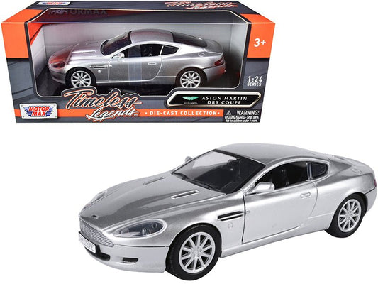 Aston Martin DB9 Coupe Silver Metallic "Timeless Legends" 1/24 Diecast Model Car by Motormax free shipping USA - Rapid Vehicles