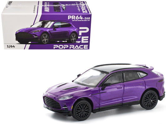 Aston Martin DBX 707 Storm Purple Metallic with Black Top 1/64 Diecast Model Car by Pop Race free shipping USA - Rapid Vehicles