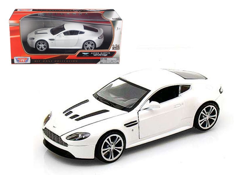 Aston Martin V12 Vantage Pearl White 1/24 Diecast Car Model by Motormax free shipping USA - Rapid Vehicles
