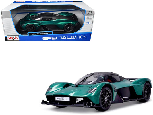 Aston Martin Valkyrie Green Metallic with Matt Black Top "Special Edition" Series 1/18 Diecast Model Car by Maisto free shipping USA - Rapid Vehicles