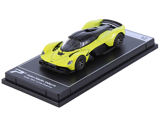 Aston Martin Valkyrie Lime Essence Yellow Metallic with Black Top "Hypercar League Collection" 1/64 Diecast Model Car by PosterCars - Rapid Vehicles