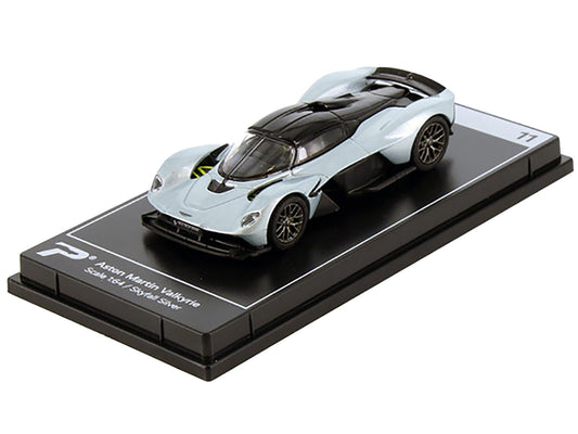 Aston Martin Valkyrie Skyfall Silver Metallic with Black Top "Hypercar League Collection" 1/64 Diecast Model Car by PosterCars - Rapid Vehicles