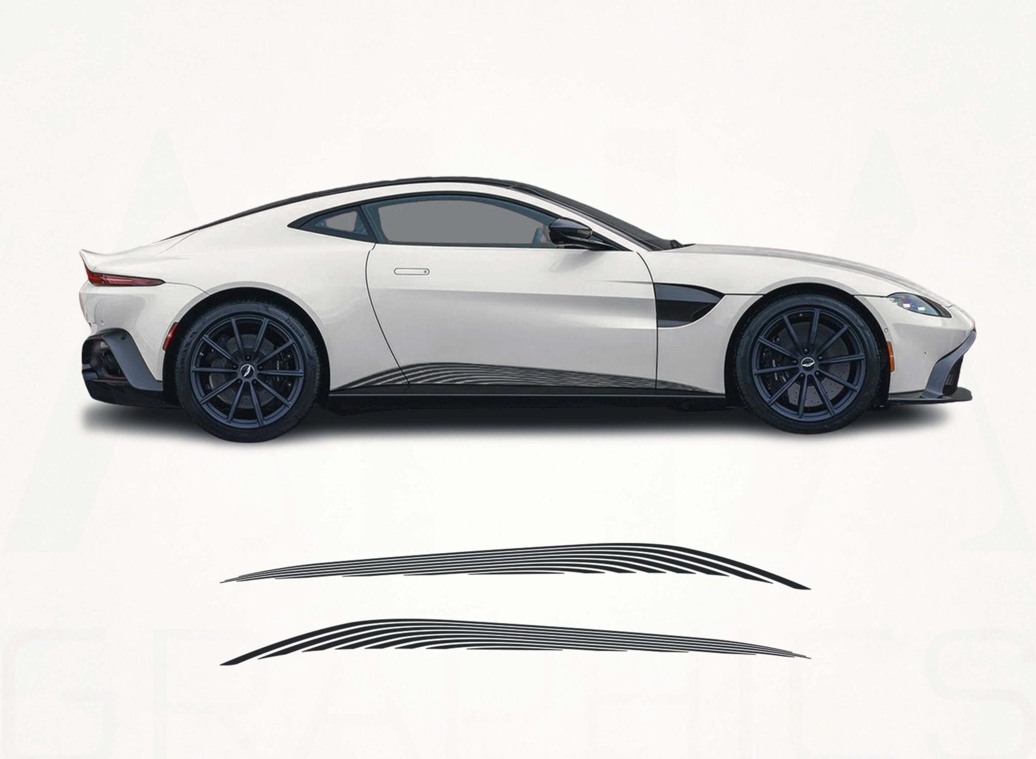 Aston Martin Vantage Side Stripe Decals – Premium Vinyl Graphics Kit - Rapid Vehicles