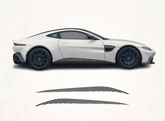 Aston Martin Vantage Side Stripe Decals – Premium Vinyl Graphics Kit - Rapid Vehicles