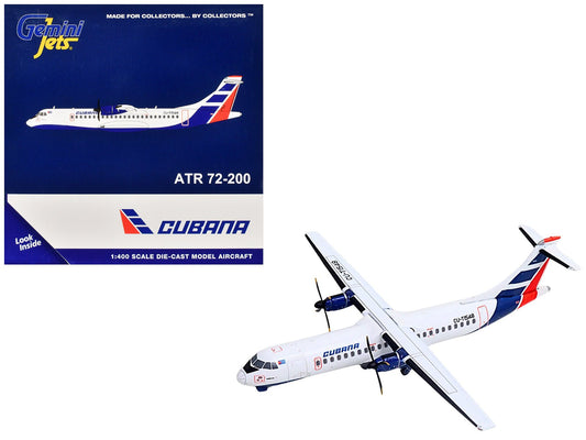 ATR 72 - 200 Commercial Aircraft "Cubana Airlines" (CU - T1548) White with Red and Blue Stripes 1/400 Diecast Model Airplane by GeminiJets free shipping USA - Rapid Vehicles