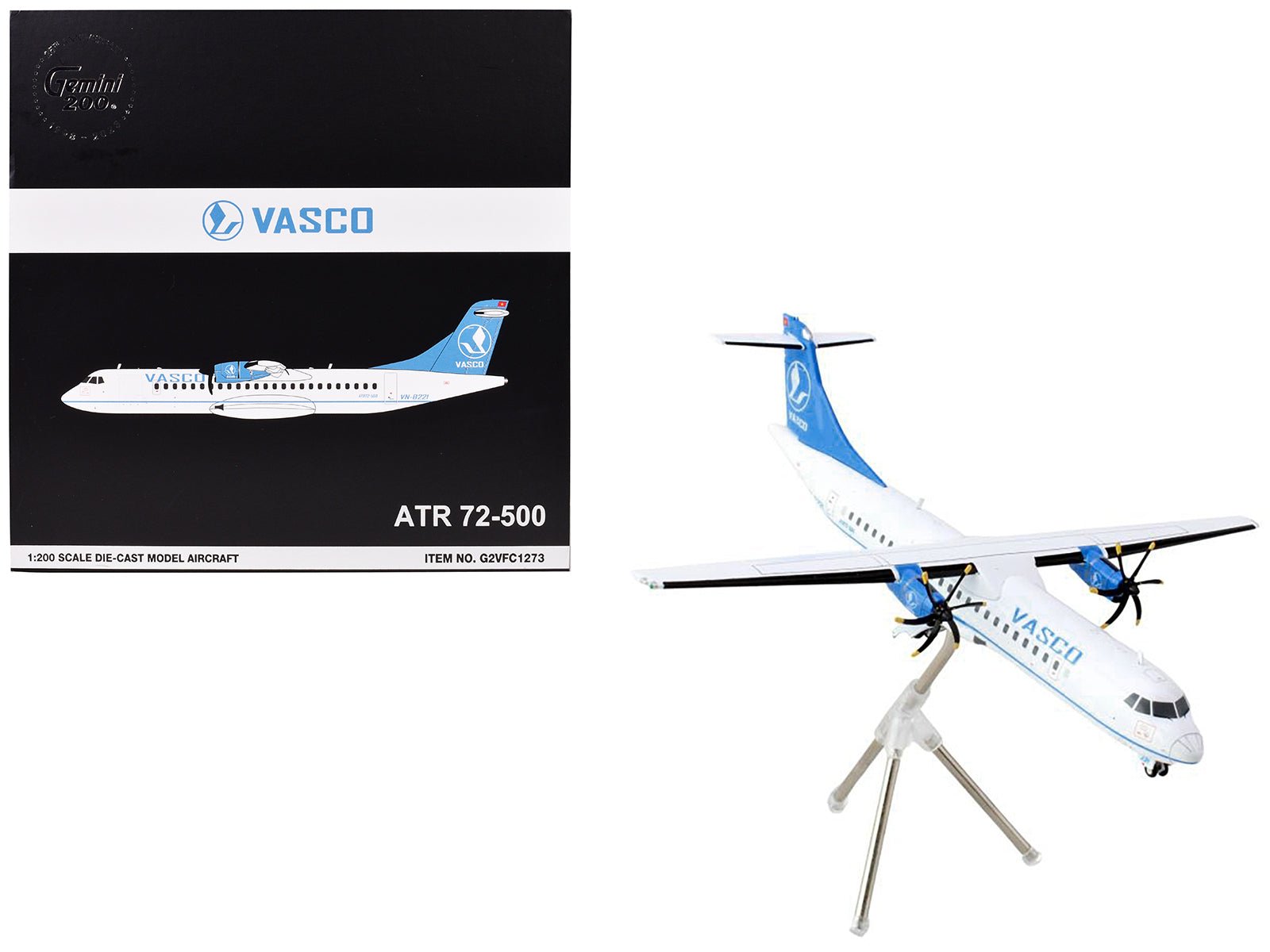 ATR 72 - 500 Commercial Aircraft "Vietnam Air Services Company (VASCO)" (VN - B221) White with Blue Tail "Gemini 200" Series 1/200 Diecast Model Airplane by GeminiJets free shipping USA - Rapid Vehicles