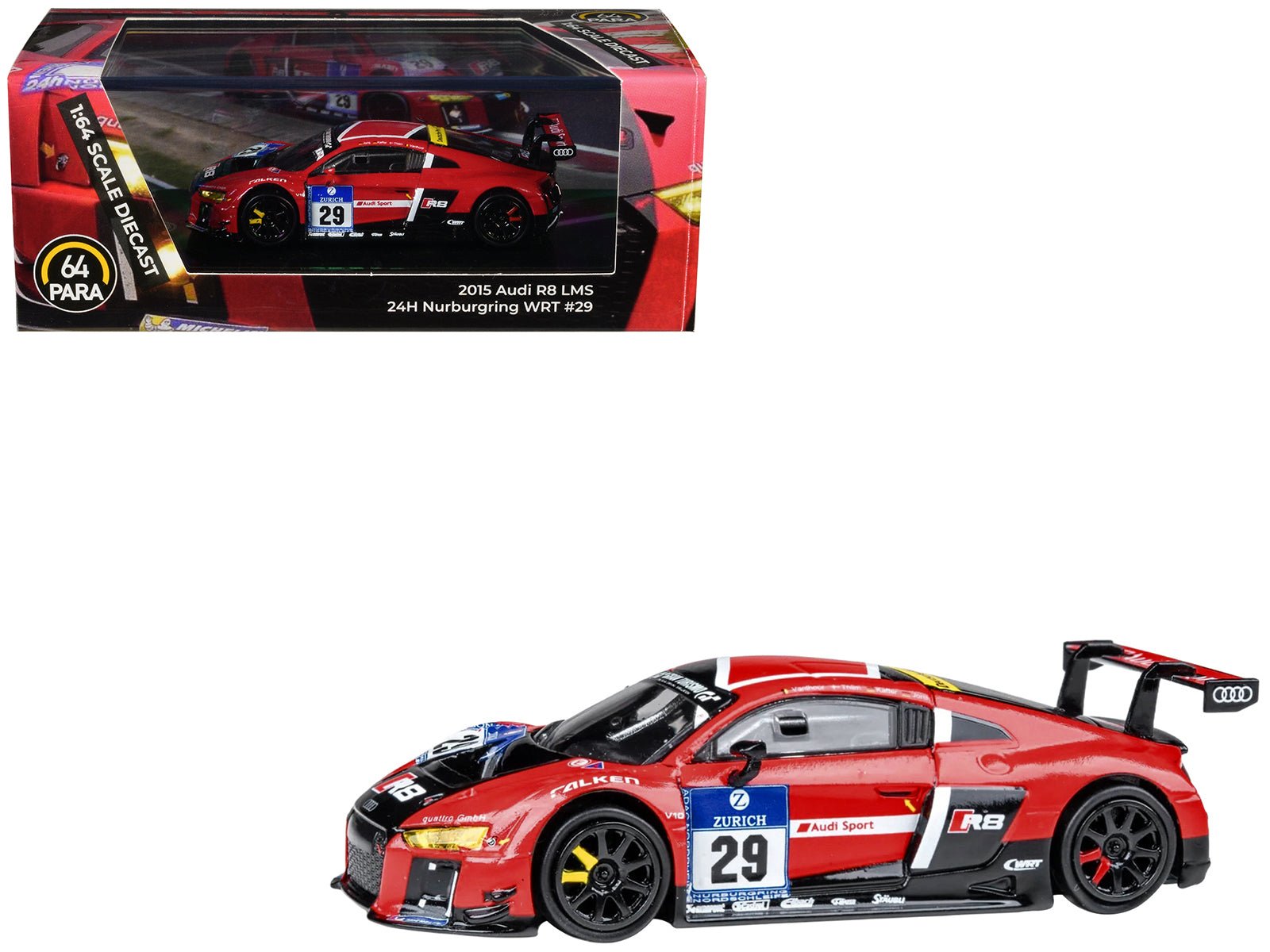 Audi R8 LMS 29 Nicki Thiim - Christer Jons - Pierre Kaffer "Audi Sport Team WRT" "24 Hours of Nurburgring" (2015) 1/64 Diecast Model Car by Paragon Models free shipping USA - Rapid Vehicles