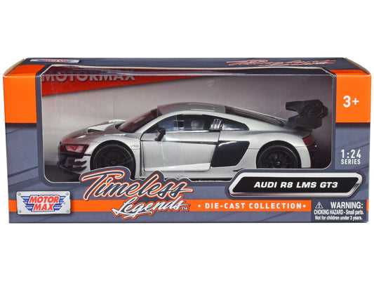 Audi R8 LMS GT3 Silver Metallic "Timeless Legends" Series 1/24 Diecast Model Car by Motormax free shipping USA - Rapid Vehicles