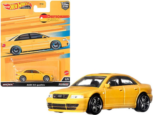 Audi S4 Quattro with Sunroof Yellow "Deutschland Design" Series Diecast Model Car by Hot Wheels free shipping USA - Rapid Vehicles