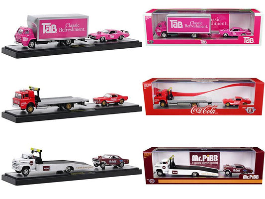 Auto Haulers "3 Sodas" Set of 3 pieces Release 15 Limited Edition to 8400 pieces Worldwide 1/64 Diecast Model Cars by M2 Machines free shipping USA - Rapid Vehicles
