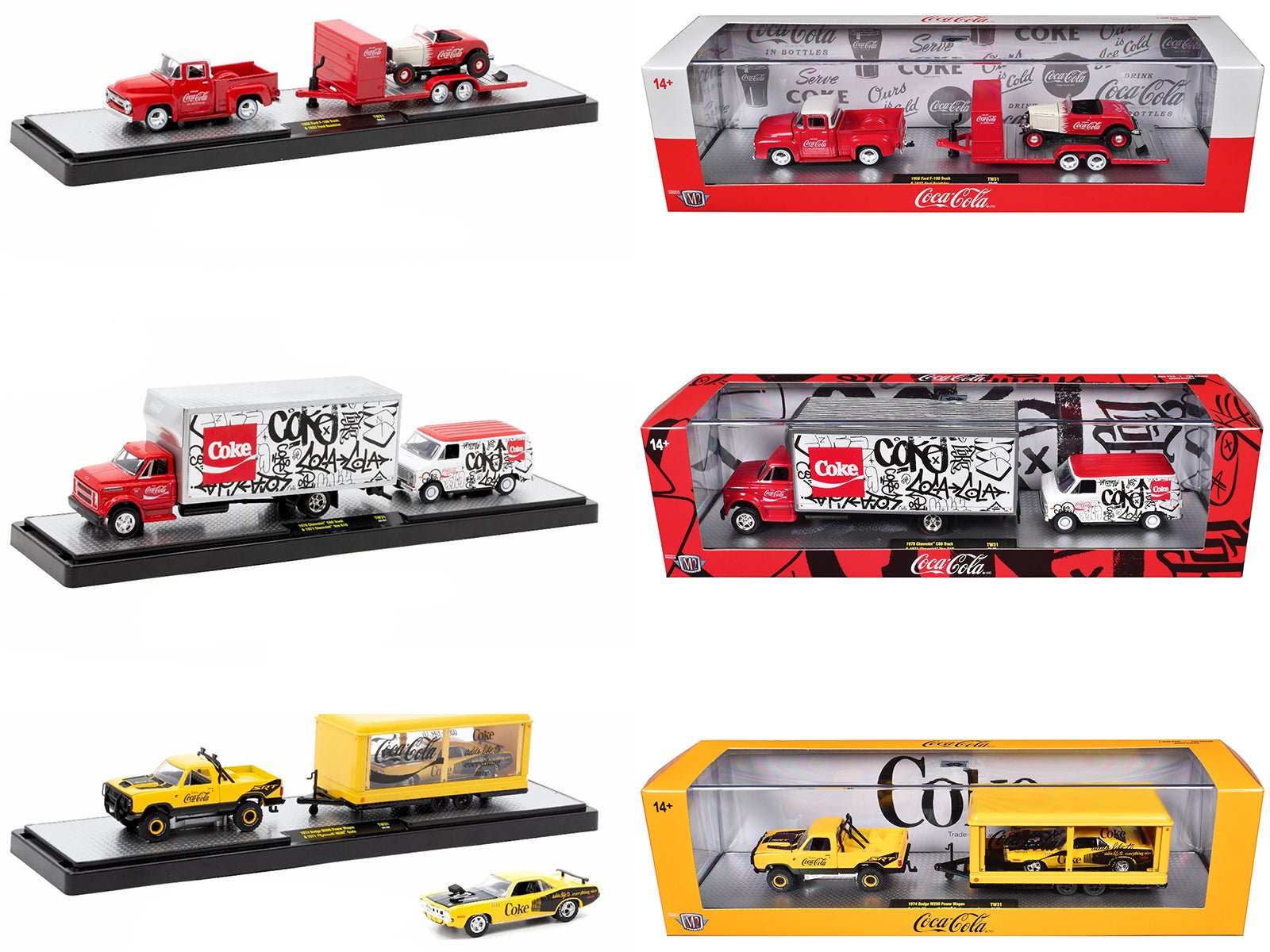 Auto Haulers "Coca - Cola" Set of 3 pieces Release 31 Limited Edition to 7250 pieces Worldwide 1/64 Diecast Models by M2 Machines free shipping USA - Rapid Vehicles