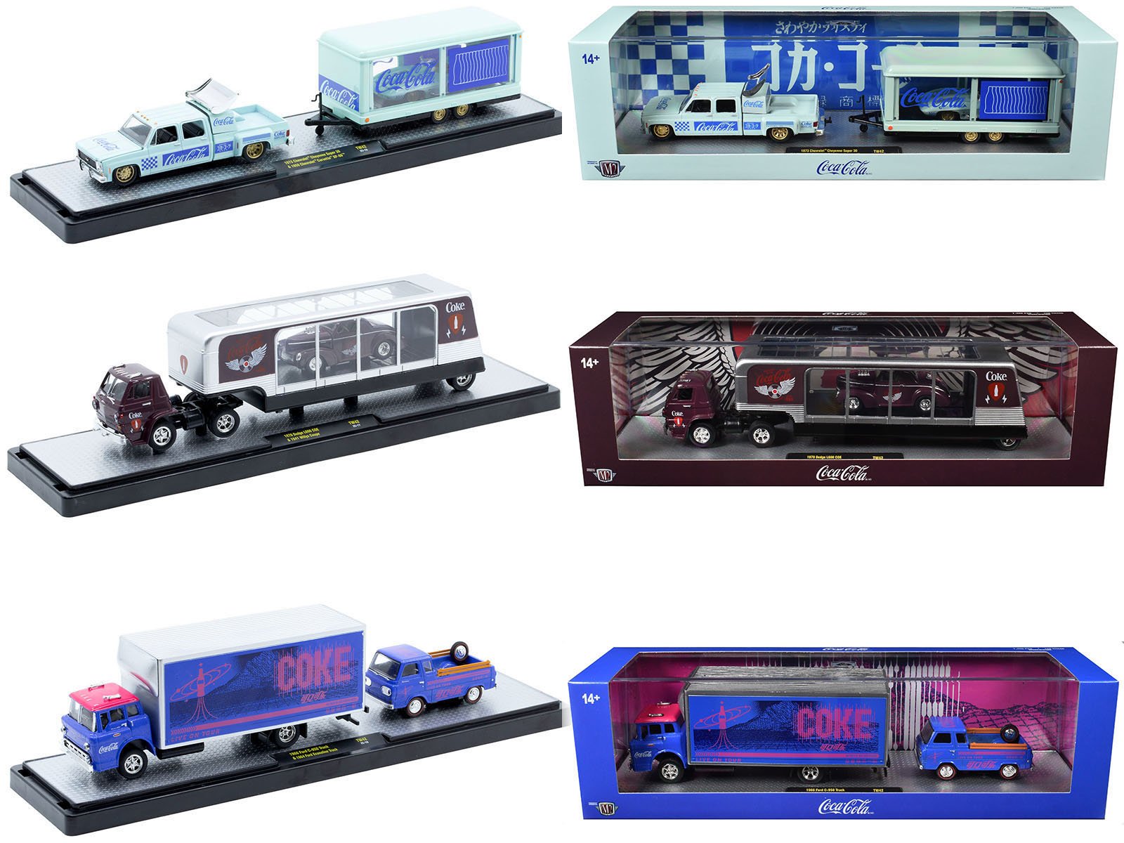 Auto Haulers "Coca - Cola" Set of 3 pieces Release 42 Limited Edition to 8200 pieces Worldwide 1/64 Diecast Models by M2 Machines free shipping USA - Rapid Vehicles