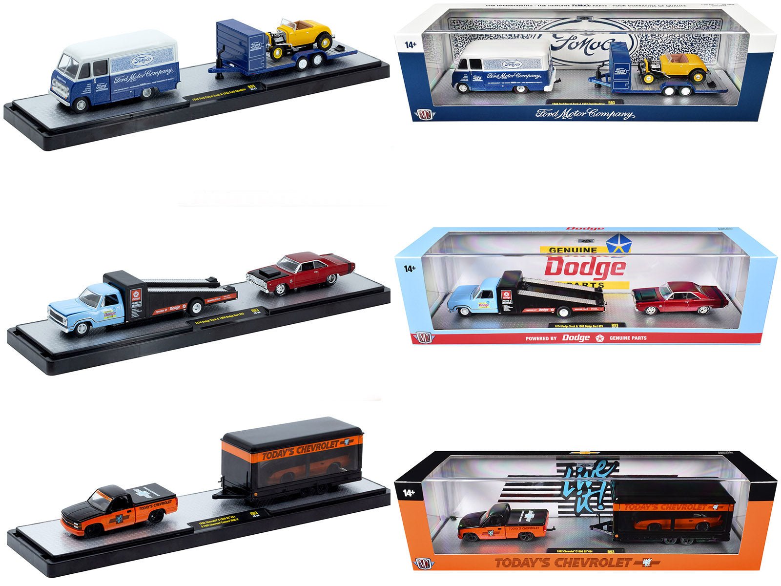 Auto Haulers Set of 3 Trucks Release 93 Limited Edition to 6000 pieces Worldwide 1/64 Diecast Model Cars by M2 Machines free shipping USA - Rapid Vehicles
