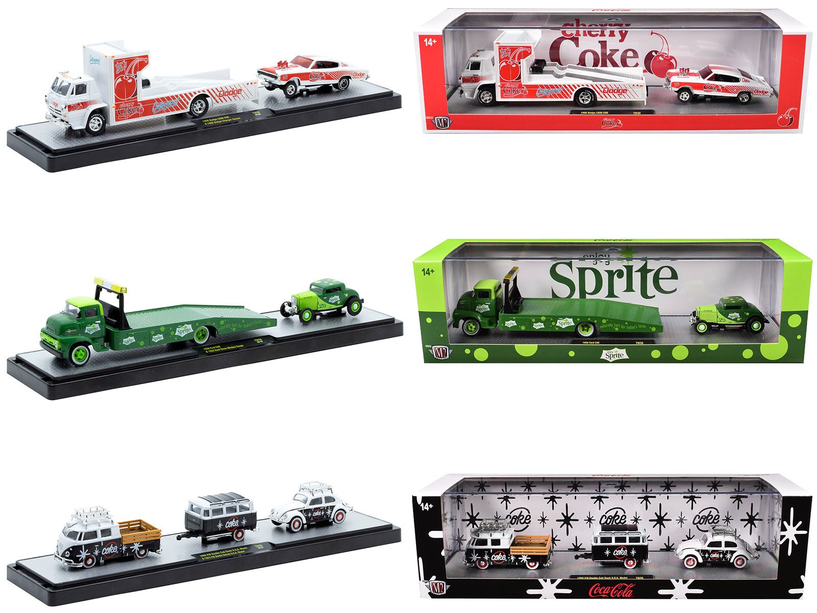 Auto Haulers "Soda" Set of 3 pieces Release 36 Limited Edition to 8000 pieces Worldwide 1/64 Diecast Models by M2 Machines free shipping USA - Rapid Vehicles