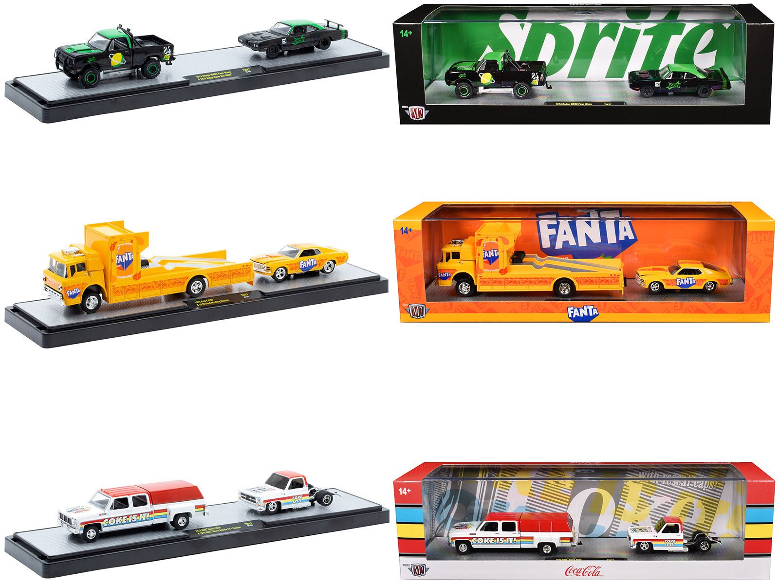 Auto Haulers "Soda" Set of 3 pieces Release 37 Limited Edition to 6000 pieces Worldwide 1/64 Diecast Models by M2 Machines free shipping USA - Rapid Vehicles