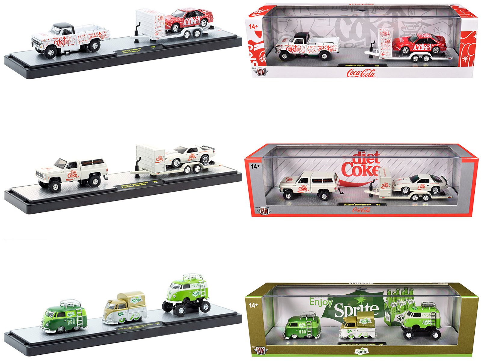 Auto Haulers "Soda" Set of 3 pieces Release 39 Limited Edition to 8000 pieces Worldwide 1/64 Diecast Models by M2 Machines free shipping USA - Rapid Vehicles