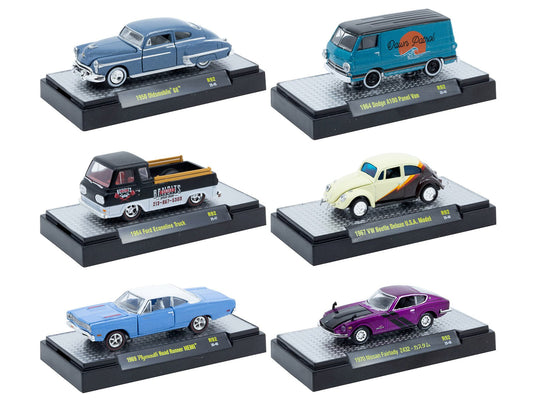 "Auto Meets" Set of 6 Cars IN DISPLAY CASES Release 92 Limited Edition 1/64 Diecast Model Cars by M2 Machines free shipping USA - Rapid Vehicles