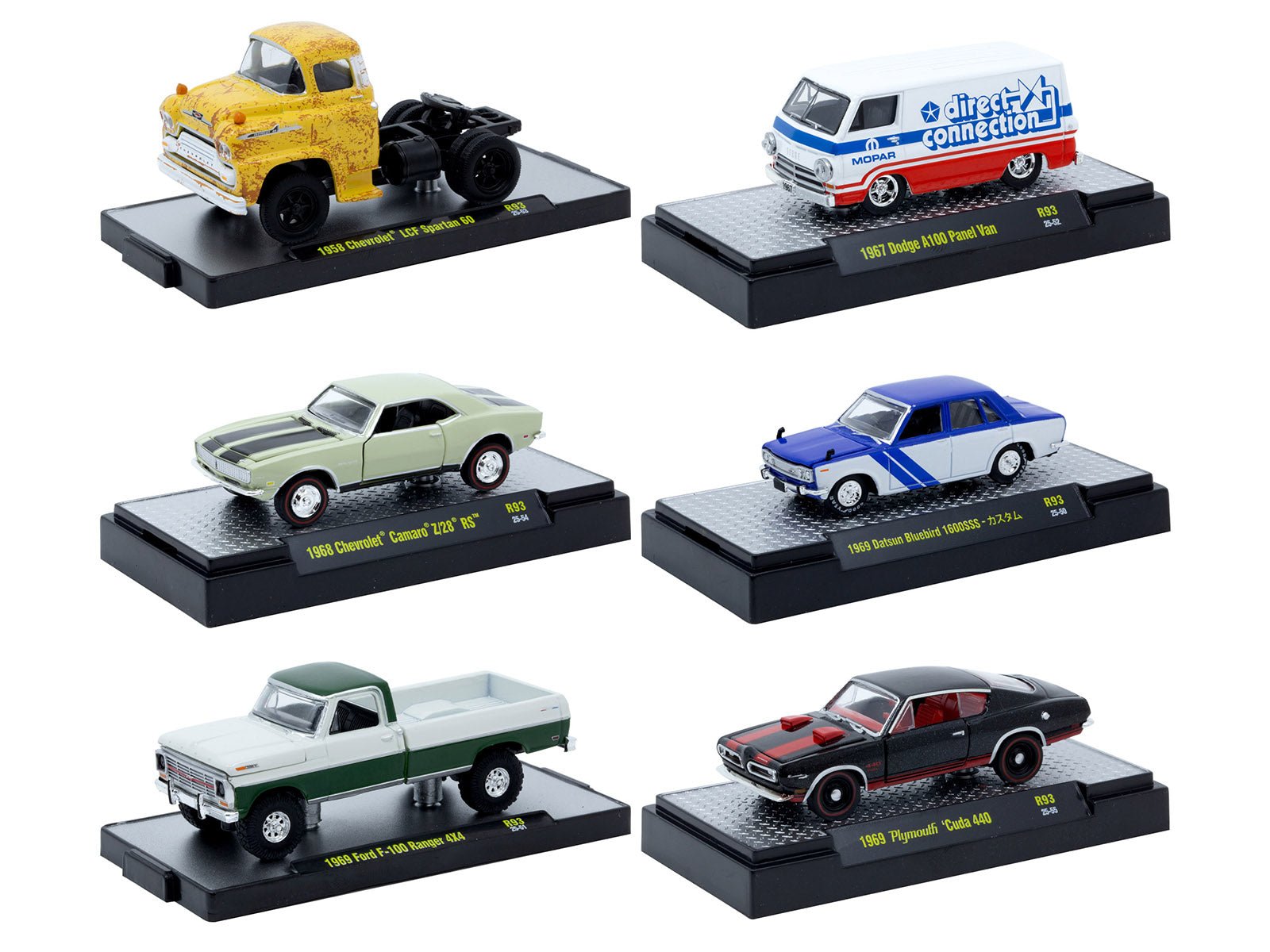 "Auto Meets" Set of 6 Cars IN DISPLAY CASES Release 93 Limited Edition 1/64 Diecast Model Cars by M2 Machines free shipping USA - Rapid Vehicles