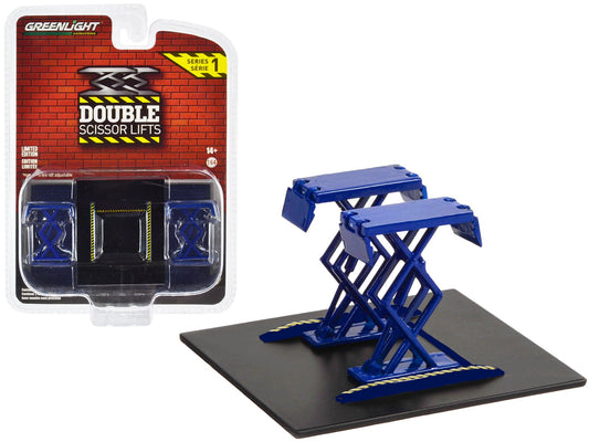 Automotive Double Scissor Lift Blue "Double Scissor Lifts" Series 1 1/64 Diecast Model by Greenlight free shipping USA - Rapid Vehicles