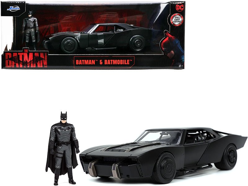 Batmobile Matt Black with Batman Diecast Figure "The Batman" (2022) Movie "DC Comics" 1/24 Diecast Model Car by Jada free shipping USA - Rapid Vehicles