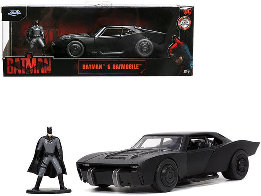 Batmobile Matt Black with Batman Diecast Figurine "The Batman" (2022) Movie "DC Comics" 1/32 Diecast Model Car by Jada free shipping USA - Rapid Vehicles