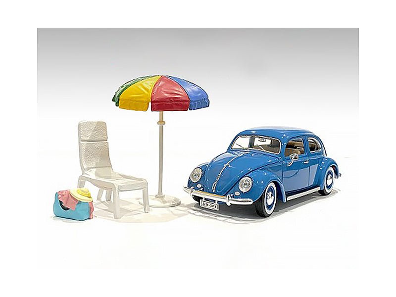 "Beach Girls" Accessories (Beach Chair and Beach Umbrella and Duffle Bag) for 1/24 Scale Models by American Diorama free shipping USA - Rapid Vehicles