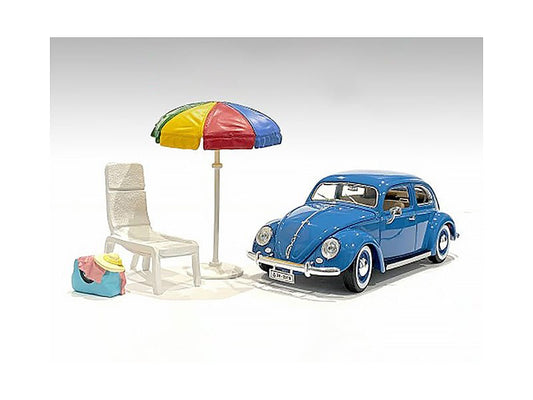 "Beach Girls" Accessories (Beach Chair and Beach Umbrella and Duffle Bag) for 1/24 Scale Models by American Diorama free shipping USA - Rapid Vehicles
