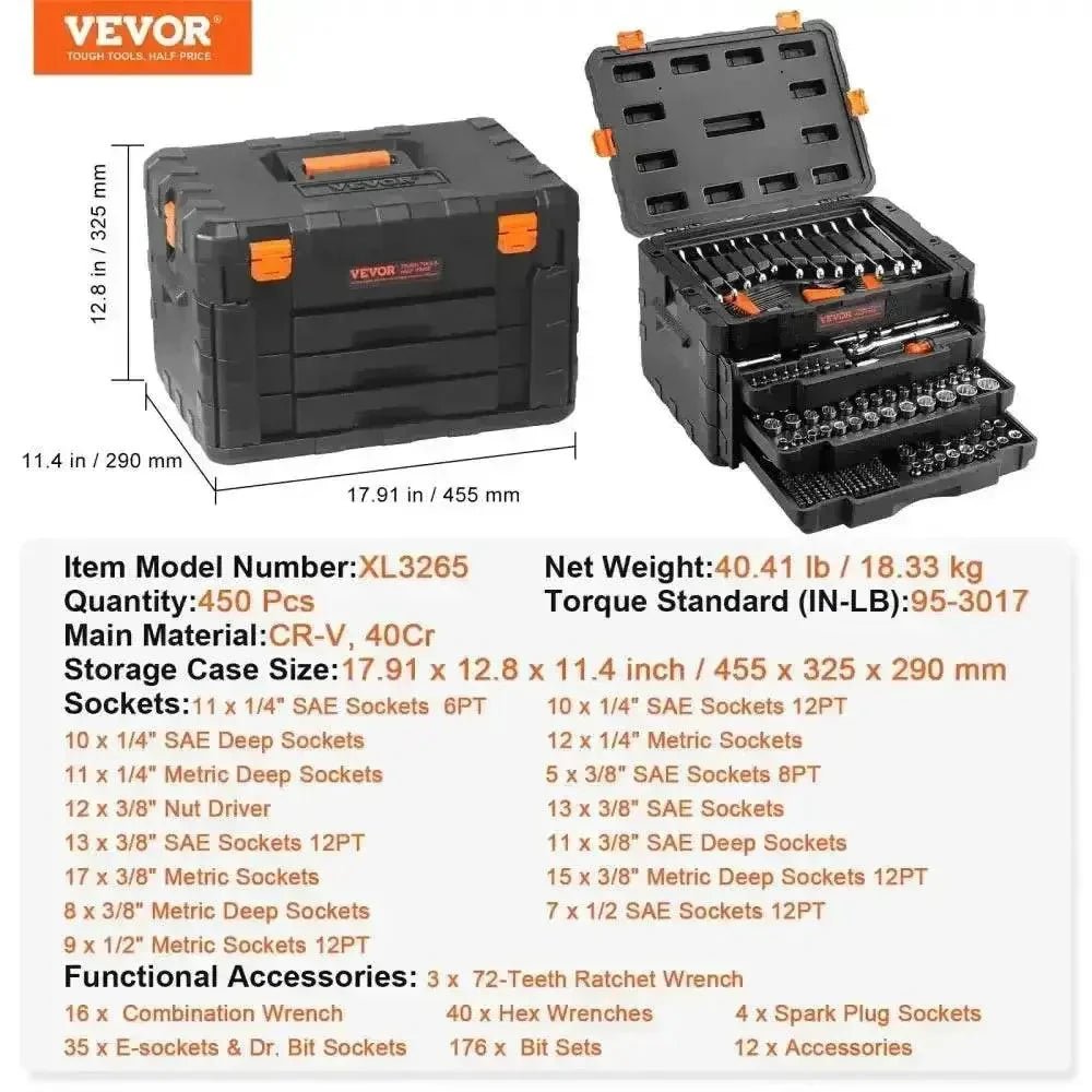 Black Vevor Mechanics Tool Chest Open Drawers - Rapid Vehicles