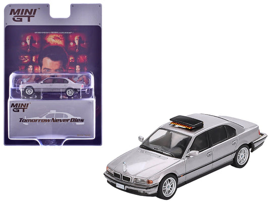 BMW 750IL Gray Metallic 007 James Bond "Tomorrow Never Dies" (1997) Movie Limited Edition 1/64 Diecast Model Car by Mini GT free shipping USA - Rapid Vehicles