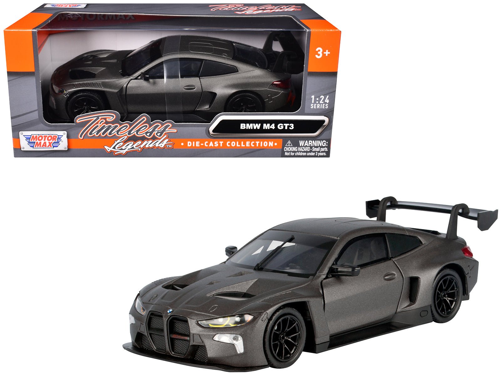 BMW M4 GT3 Matt Black "Timeless Legends" Series 1/24 Diecast Model Car by Motormax free shipping USA - Rapid Vehicles