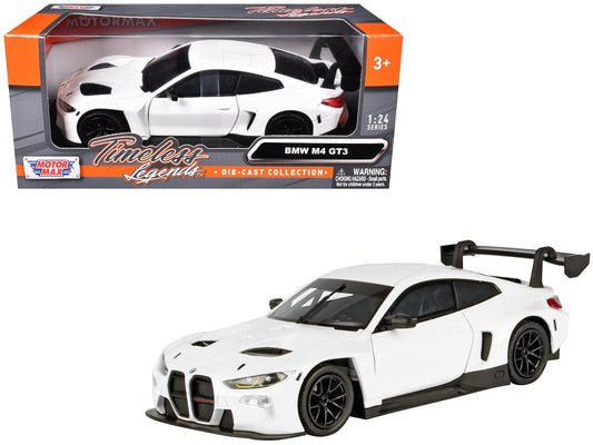 BMW M4 GT3 White "Timeless Legends" Series 1/24 Diecast Model Car by Motormax free shipping USA - Rapid Vehicles