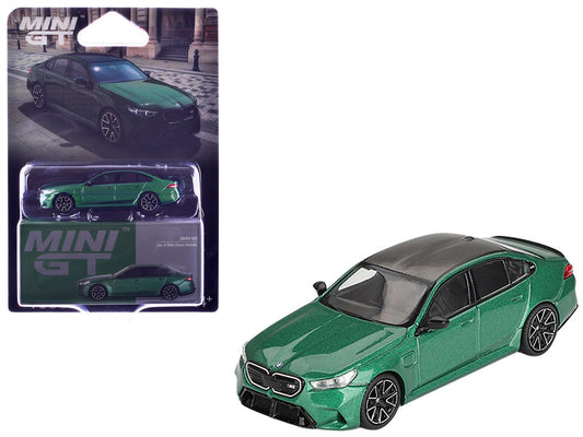 BMW M5 Isle of Man Green Metallic with Carbon Top Limited Edition 1/64 Diecast Model Car by Mini GT free shipping USA - Rapid Vehicles