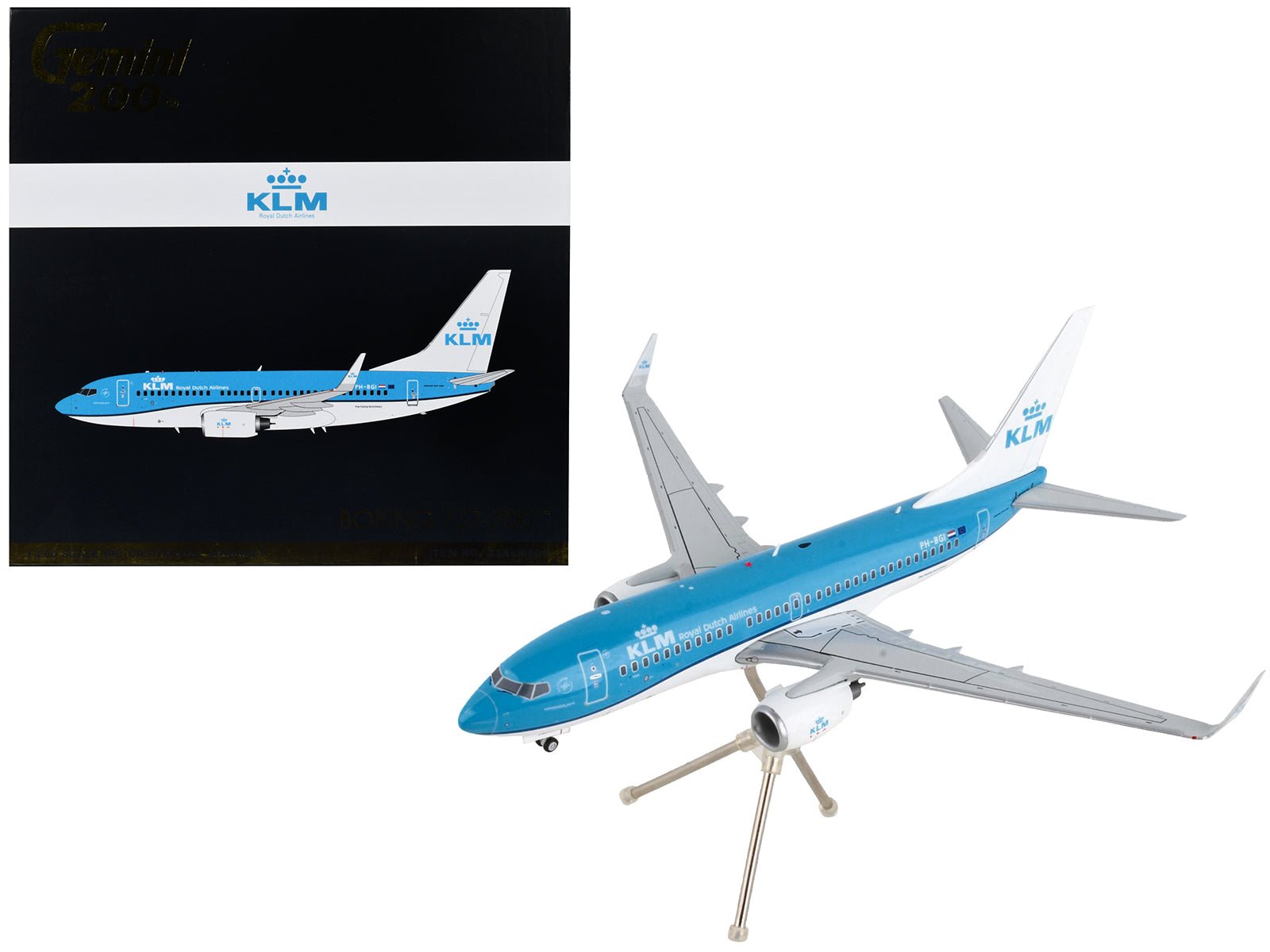 Boeing 737 - 700 Commercial Aircraft "KLM Royal Dutch Airlines" Blue with White Tail "Gemini 200" Series 1/200 Diecast Model Airplane by GeminiJets free shipping USA - Rapid Vehicles