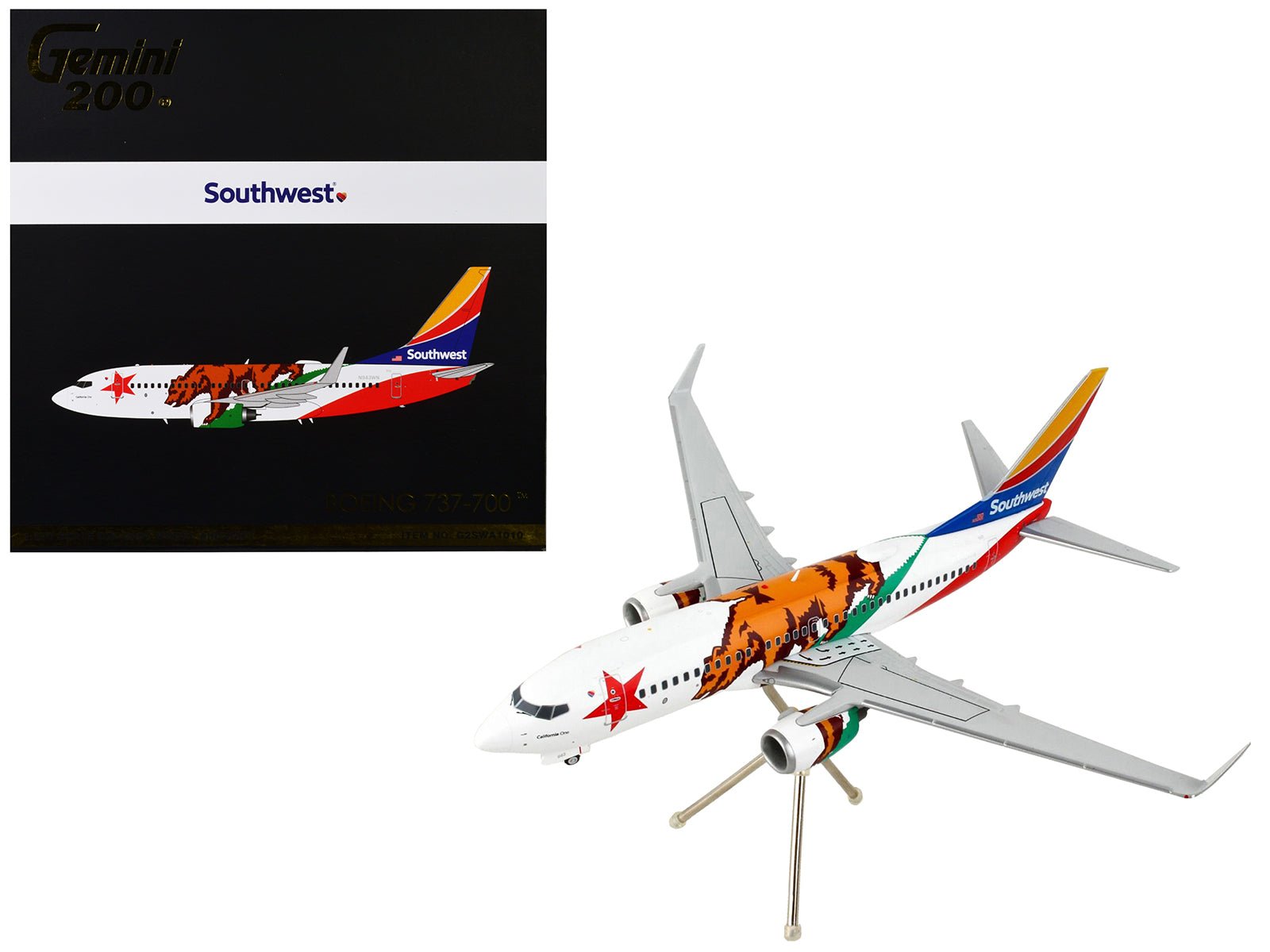 Boeing 737 - 700 Commercial Aircraft "Southwest Airlines - California One" California Flag Livery "Gemini 200" Series 1/200 Diecast Model Airplane by GeminiJets free shipping USA - Rapid Vehicles