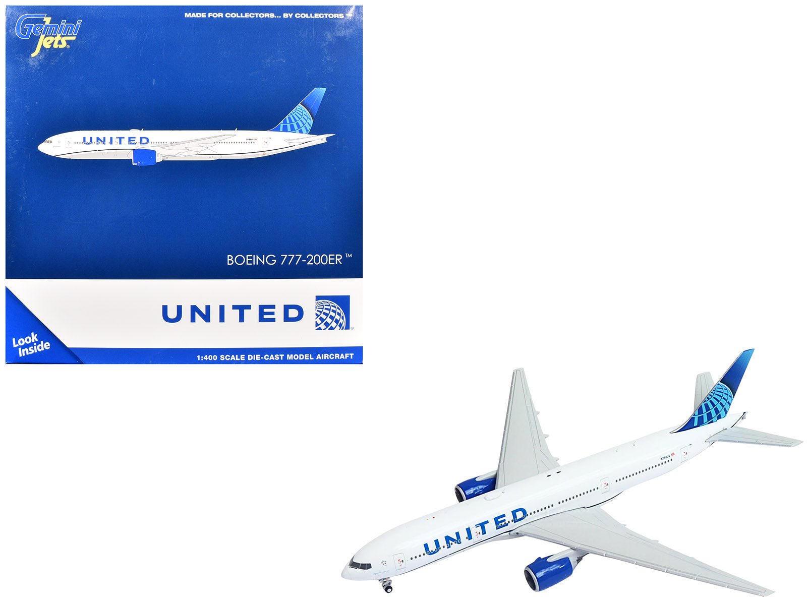 Boeing 777 - 200ER Commercial Aircraft "United Airlines" (N798UA) White with Blue Tail 1/400 Diecast Model Airplane by GeminiJets free shipping USA - Rapid Vehicles