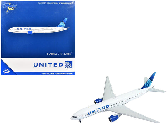 Boeing 777 - 200ER Commercial Aircraft "United Airlines" (N798UA) White with Blue Tail 1/400 Diecast Model Airplane by GeminiJets free shipping USA - Rapid Vehicles