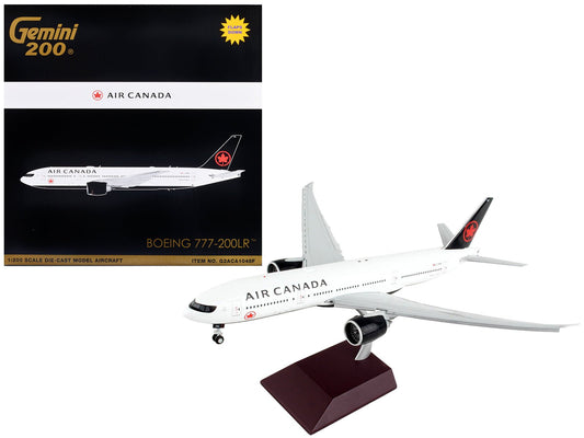 Boeing 777 - 200LR Commercial Aircraft with Flaps Down "Air Canada" White with Black Tail "Gemini 200" Series 1/200 Diecast Model Airplane by GeminiJets free shipping USA - Rapid Vehicles