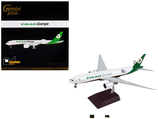 Boeing 777F Commercial Aircraft "Eva Air Cargo" White with Green Tail "Gemini 200 - Interactive" Series 1/200 Diecast Model Airplane by GeminiJets free shipping USA - Rapid Vehicles