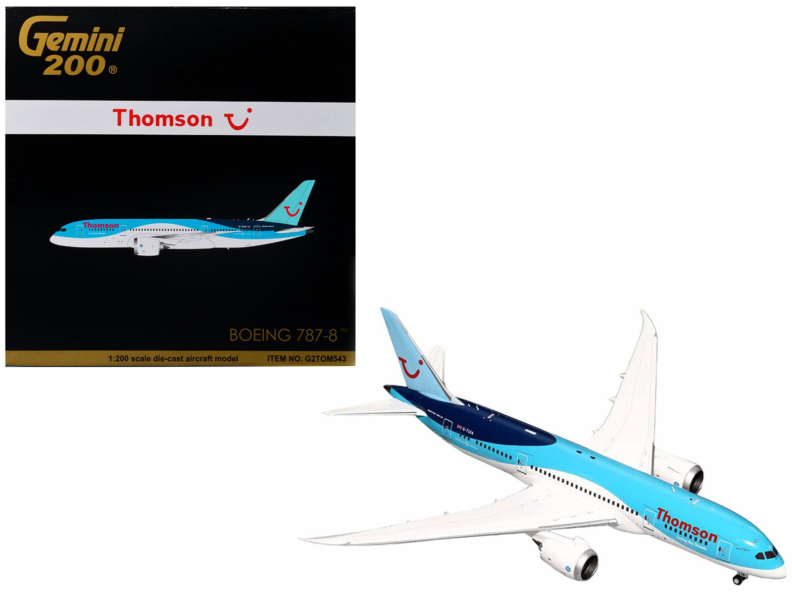 Boeing 787 - 8 Commercial Aircraft "Thomson - TUI Airways" Blue and White "Gemini 200" Series 1/200 Diecast Model Airplane by GeminiJets free shipping USA - Rapid Vehicles