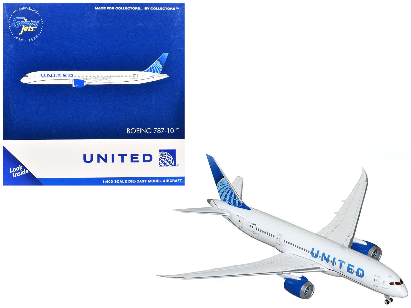 Boeing 787 - 8 Commercial Aircraft "United Airlines" (N26902) White with Blue Tail 1/400 Diecast Model Airplane by GeminiJets free shipping USA - Rapid Vehicles
