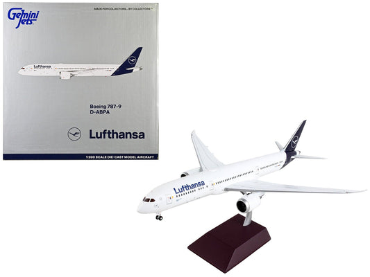 Boeing 787 - 9 Commercial Aircraft "Lufthansa" White with Blue Tail "Gemini 200" Series 1/200 Diecast Model Airplane by GeminiJets free shipping USA - Rapid Vehicles